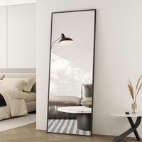 Boromal Ganzkörperspiegel 150x50cm Standspiegel Schwarz Metallrahmen Ganzkörperspiegel Wandspiegel Rechteckig für Schlafzimmer, Wohnzimmer, Ankleidezimmer