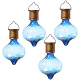 MARELIDA LED Solar Glühbirnen Kugelleuchte für Garten Terrasse Balkon blau
