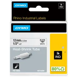 DYMO® Original IND-Heißschrumpfschlauch für Rhino, Polyolefin - schwarz auf weiss