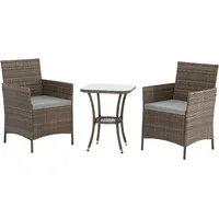 Svita BROOKLYN BISTRO Gartenmöbelset 3-tlg. Rattan Outdoor Gartenlounge Braun