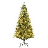 vidaXL Weihnachtsbaum mit LEDs & Kiefernzapfen Grün 195 cm PVC & PE Modell 3