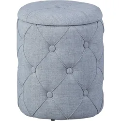 Hocker INOSIGN "Yapak", blau (blaugrau), B:34cm H:40cm T:34cm, 100% Polyester, Hocker, Pouf mit Stauraum