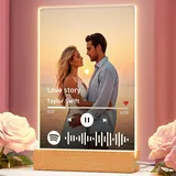 Bemaystar Spotify Glas Personalisiert - Spotify Bild Personalisiert mit Foto, Personalisierte Song Cover Arcylic Fotorahmen, Personalisierte Geschenke für Frauen und Männer
