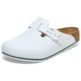 Birkenstock Damen Herren Boston Pro Hausschuhe Leder Pantoletten - Clogs - Zertifiziert nach EN ISO 20347:2043 - Berufsschuhe für Medizin, Gastronomie und Service - Weiß - 45 - 45 EU