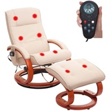 Mendler Massage-Fernsehsessel Pescatori II, Relaxsessel Massagesessel, Massagefunktion weiß-creme