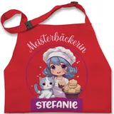 Kinderschürze Schürze Kinder Jungen Mädchen - Backschürze - Meisterbäckerin mit Name - 7-14 Jahre - Rot - für baking backschürzen+für+kinder backen schürzen geschenke bäckerin junge - 7-13 Jahre