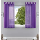 Gardinenbox 2er-Pack Gardinen Transparent Vorhang Set Wohnzimmer Voile Schlaufenschal mit Bleibandabschluß HxB 175x140 cm Lila,