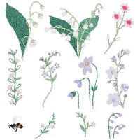 Material Stick & Stitch Packung, Blumen, bunt, 21 Stk., inkl. wasserlöslicher, bedruckter Stickvorlage, Stickgarn, Sticknadel und Anleitung