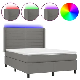 vidaXL Boxspringbett 140 x 200 cm Dunkelgrau
