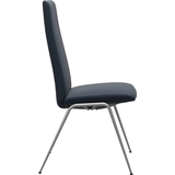Polsterstuhl STRESSLESS "Laurel", blau (oxford blau paloma, chrom matt), B:57cm H:105cm T:60cm, Leder PALOMA: PALOMA ist ein durchgefärbtes Semianilin-Möbelleder mit natürlicher Narbung., Stühle, Polsterstuhl, High Back, Größe M, mit Beinen aus Stahl in Chrom matt