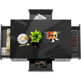 Makika LED Couchtisch / Design Wohnzimmertisch mit Ablagefach und Schubladen - Schwarz Hochglanz