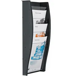 Wand-Plastikhalter für Broschüren, 4x A4, schwarz