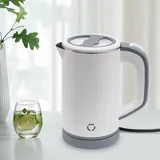 800ML Reisewasserkocher, Edelstahl Mini Wasserkocher, 5 Minuten schnelles Kochen Tragbarer Wasserkocher, Reise Wasserkocher mit Kesselbasis, Abschaltautomatik und Überhitzungsschutz, 600W (Weiß)