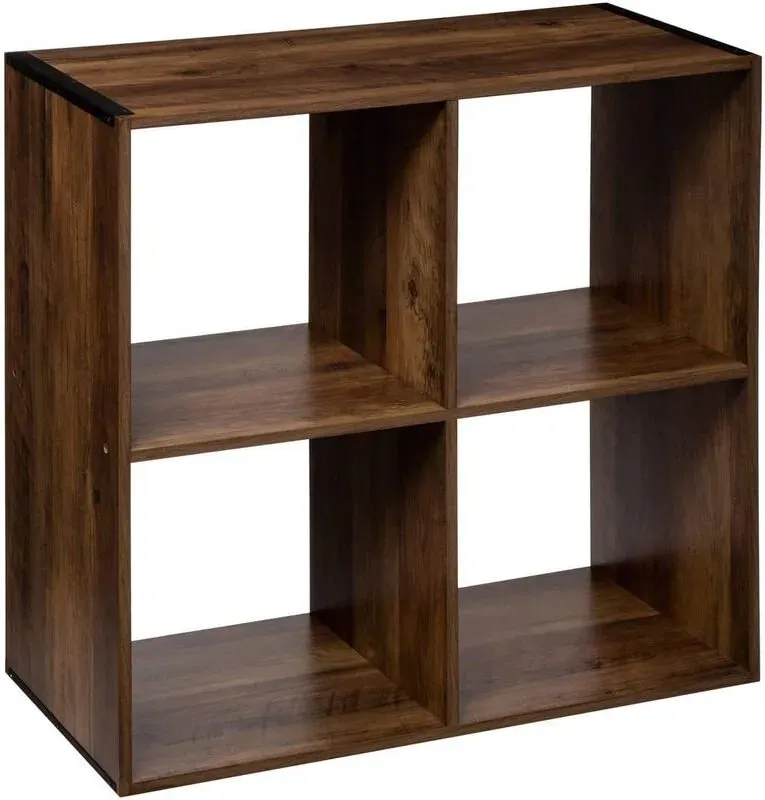 5Five Retro industrielles Holzmodulares Regal mit 2 Ebenen 4 Fächer 67,5x67,7x32 cm 4 Fächer