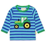 Toby Tiger Langarmshirt mit Traktor Applikation in blau | Gr.: 80