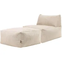 Icon Tetra Sitzsack und Hocker, Modular Sofa für Erwachsene, Beige, Flauschiger Cordstoff, 2 Sitzer Ecksofa, Bequemer Bean Bag Sofa mit Füllung, Relaxsessel, Lounge, Wohnzimmer Möbel