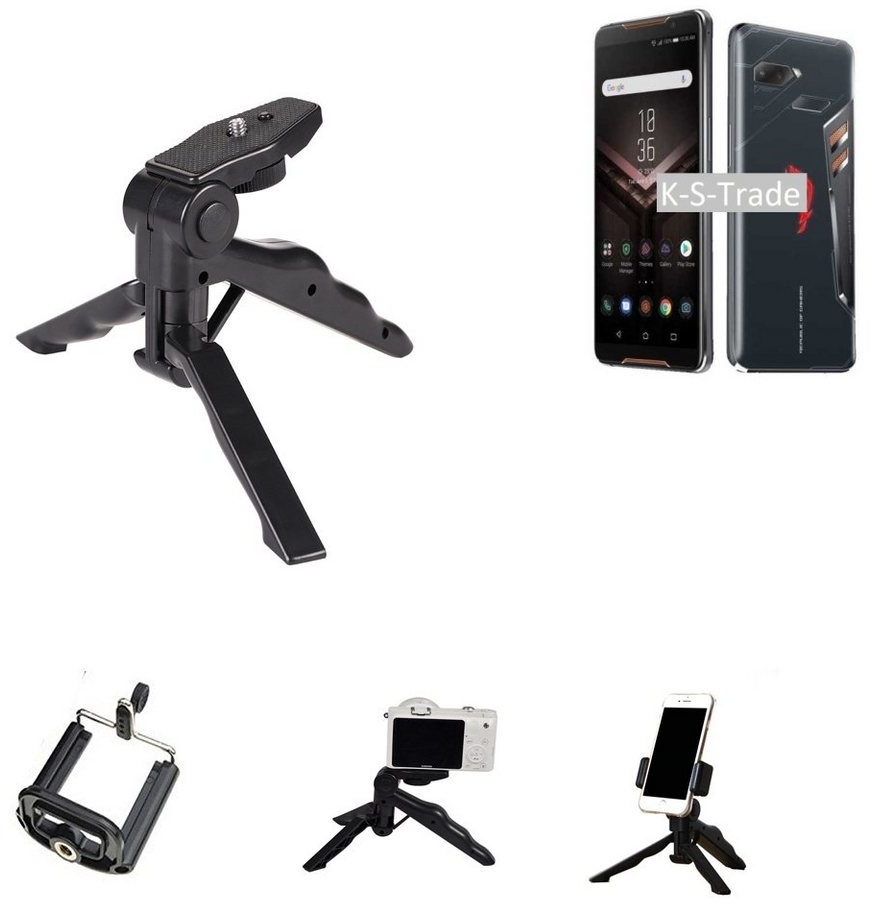 K-S-Trade für Asus ROG Phone Smartphone-Halterung, (Stativ Tisch-Ständer Dreibein Handy-Stativ Ständer Mini-Stativ) schwarz