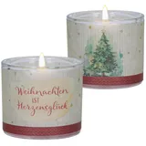 Butzon & Bercker Windlicht Weihnachten ist Herzensglück Glas