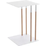 Yamazaki Beistelltisch, weiß, Metall, Echtholz, U-Form,L-Form, 35x55x35 cm,