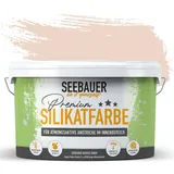 SEEBAUER diy Silikatfarbe Rot 5L für Innen (No. 304 Apricot Dream) Atmungsaktive Mineralfarbe für Allergiker - Abwaschbare Wandfarbe - Rottöne hohe Deckkraft