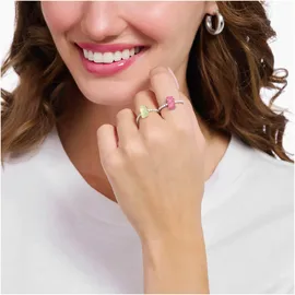 Thomas Sabo TR2459-052-9-54 Silberner Ring mit pinkfarbenem Goldbären und Zirkonia Damen
