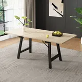 Esstisch (1-St., 140-180/80/75 cm), Tischplatte erweiterbar, Holzoptik, Esszimmertisch, Metallgestell - Braun