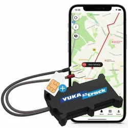 YUKAtrack easyWire GPS-Tracker, Schwarz, Wasserdicht, IP65