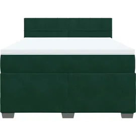 vidaXL Boxspringbett 140 x 200 cm Dunkelgrün