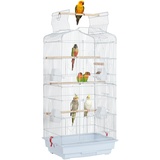 Yaheetech Vogelkäfig Vogelvoliere Tierkäfig Vogelhaus für Papagei Wellensittich 46 x 35.5 x 104.5cm Weiß