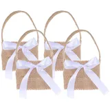 Abaodam 4 Stücke Hochzeit Streukörbchen Jute Geschenkbeutel Hochzeitskorb Süßigkeiten Beutel Geflochtener Obstkorb Blumenkorb Geschenkkorb Streukorb Blumenkinder Korb Körbchen Landhaus Deko Tischdeko