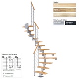 DOLLE Mittelholmtreppe Dublin (Breite: 65 cm, 1/2-gewendelt, Perlgrau, Farbe Stufen: Ahorn Natur, Geschosshöhe: 222 cm - 270 cm)