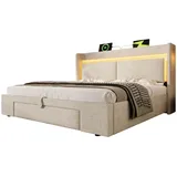 stilvora Polsterbett 160 x 200 cm Beige