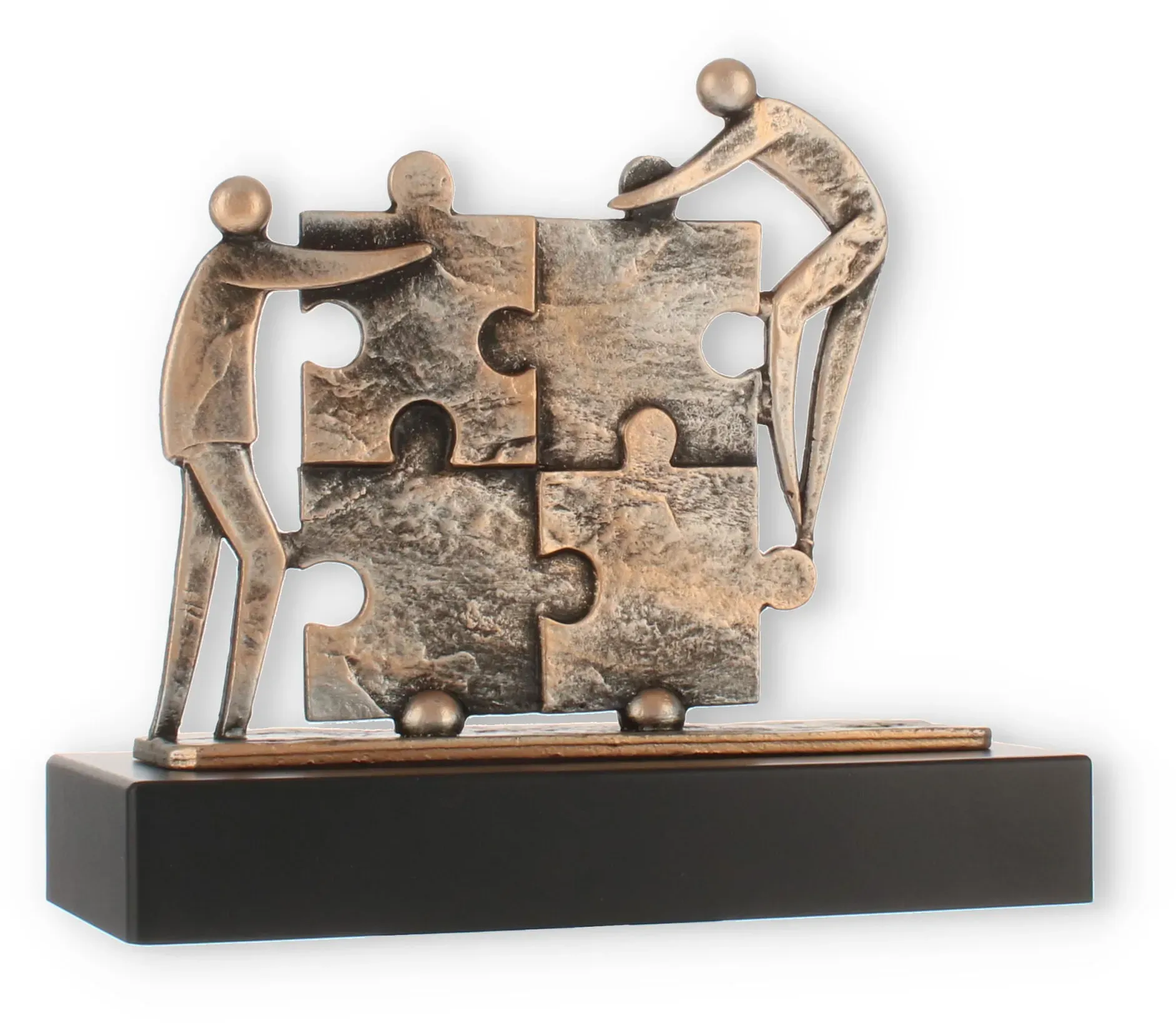 Pokal Zamakfigur Award gold-silber auf schwarzem Holzsockel 15,0cm - Helm Trophy