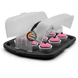 BigDean Kuchen Transportbox XL rechteckig in Anthrazit – Muffin Transportbox Made in Germany