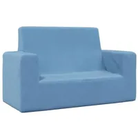 vidaXL Kindersofa 2-Sitzer Blau Weich Plüsch