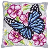 Vervaco Kreativset Vervaco PN-0199095 Kreuzstichkissenpackung Schmetterling, zwischen Blumen", Stickbild v, embroidery kit Made in Europe bunt