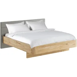 Home Affaire Massivholzbett HOME AFFAIRE "Latillé in Schwebeoptik", beige (kernbuche), B:235cm H:98cm L:210cm, Betten, Massivholzbett, gepolstertes Kopfteil, wahlweise in Kernbuche o. Wildeiche und in 3 Größen erhältlich, Lieferung ohne Matratze