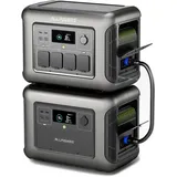 ALLPOWERS Tragbare Powerstation R1500 mit Zusatzakku B1000, Kapazität von 1152Wh auf 2304Wh LiFePO4 Batterie, 1800W Ausgang Solargenerator für Notstromversorgung zu Hause, Notfälle, Camping, Wohnmobil