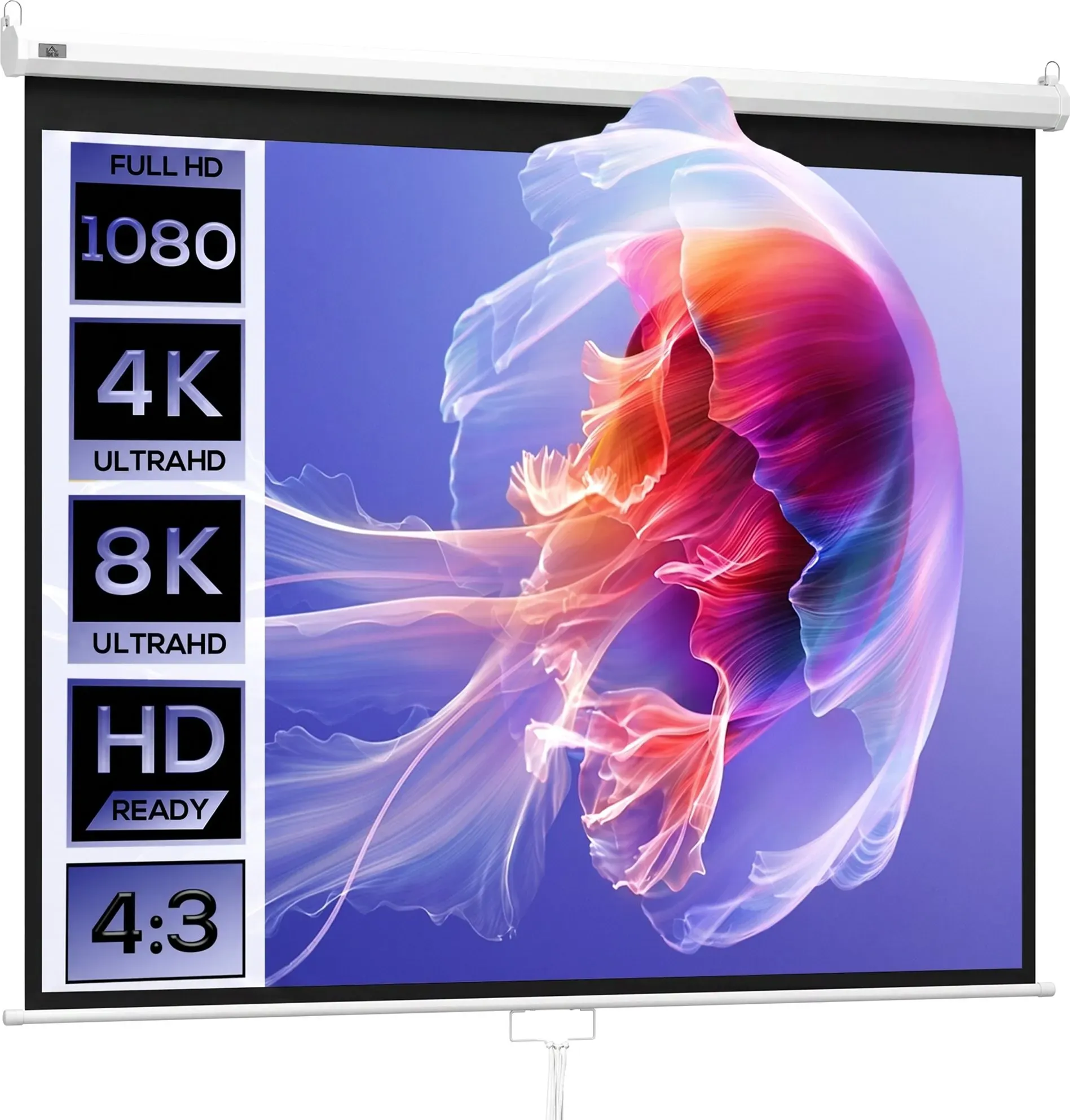 HOMCOM Beamer Leinwand 244 x 1832 cm 120 Zoll 4:3/ 16:9 Projektionsleinwand Manuell Rollo-Leinwand für Heimkino Büro-Präsentationen   Aosom