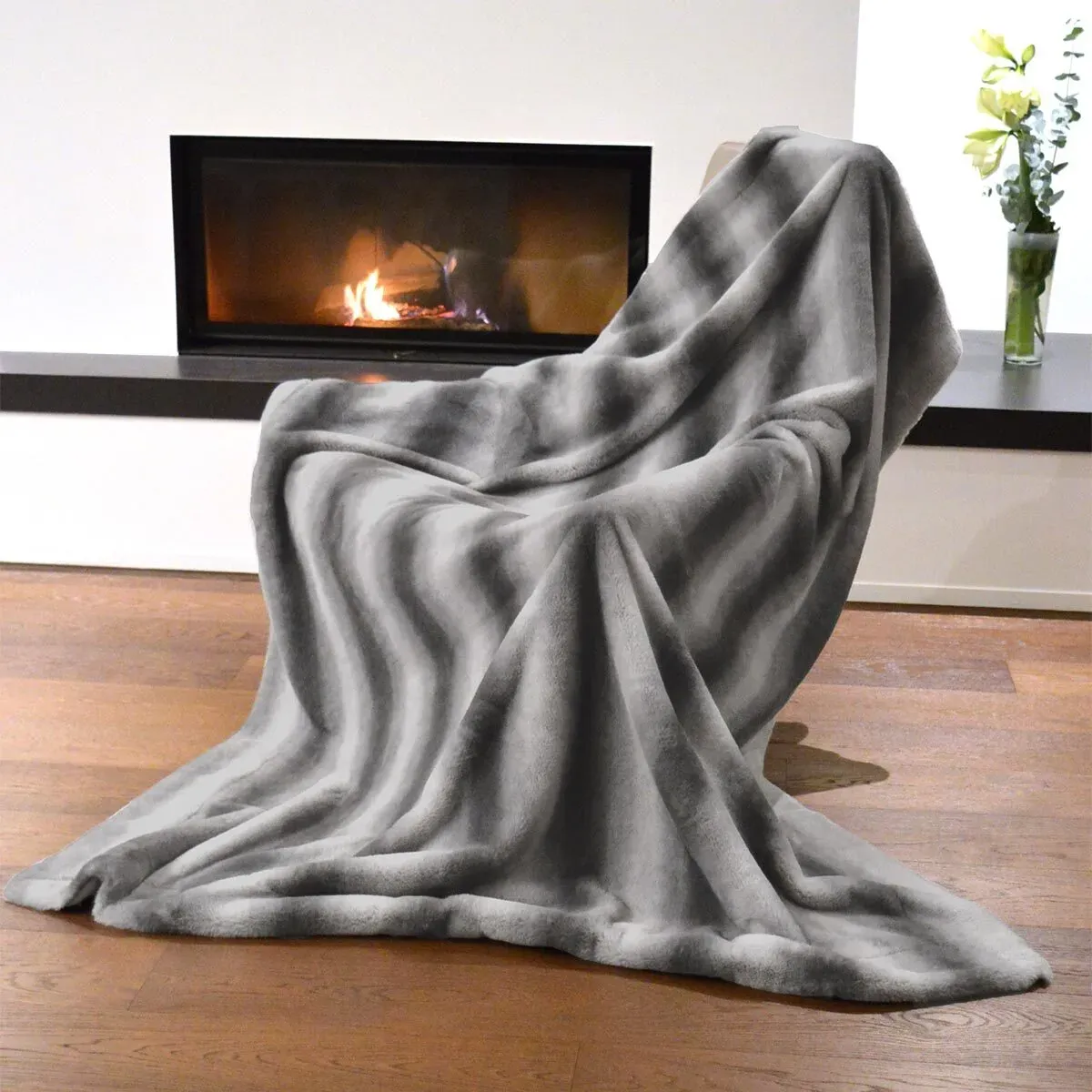 Mesana Wohndecke Fellimitat Lupo ca. 150x200 cm - grau
