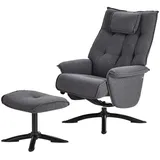 Happy Home Relaxsessel mit Hocker 73 x 115 x 83 cm Grau