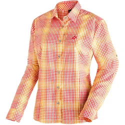 Funktionsbluse MAIER SPORTS "Nanni", Damen, Gr. 44, rot (hellrot), 85% Polyester, 15% Viscose, Langarm, Blusen, Damen Bluse, langarm Karobluse für Outdoor und Freizeit