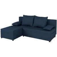P & B Ecksofa, Blau, Kunststoff, Füllung: Schaumstoffflocken, einmalig seitenverkehrt montierbar, 195x147 cm, Liegefunktion, Rücken echt, Wohnzimmer, Sofas & Couches, Wohnlandschaften, Ecksofas mit Schlaffunktion