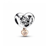 PANDORA „Love You Best Friend“ Herz-Charm aus Sterling-Silber und 14 Karat rosévergoldeter Metalllegierung - Kompatibel mit PANDORA Moments Armbänder