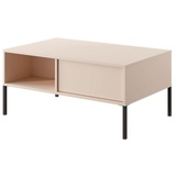 Furnix Couchtisch Darute Kaffeetisch mit Schubladen und Metallfüßen Beige, 96,9x44,4x60 cm, 2 Schubladen, offene Ablage, Push-Click-System beige