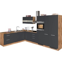 Kochstation Küche »KS-Luhe«, Stellbreite 240x330 cm, wahlweise mit oder ohne E-Geräten, MDF-Fronten, grau