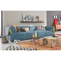 Big-Sofa TOM TAILOR HOME "BIG CUBE" Sofas Gr. B/H/T: 240 cm x 66 cm x 122 cm, Samtstoff TSV, ohne Sitztiefenverstellung, blau (cornflower tsv 16) XXL Sofas