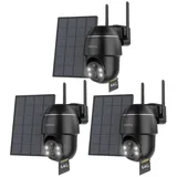 COOAU Überwachungskamera 3 Stück 2K 3MP Überwachungskamera Aussen Akku Solar PTZ 355°/90° (Aussen, Außenbereich, außen, IP Kamera Überwachung Außen,Kabellos WLAN Kamera Outdoor, mit Akustischer und optischer Alarm PTZ 2K-Farb-Nachtsicht, Ton- und Lichtalarm,APP-Alarm-Push,Customize Alert Zone)