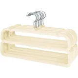 Famanu Hosenbügel platzsparend - rutschfester Samt Kleiderbügel - beige