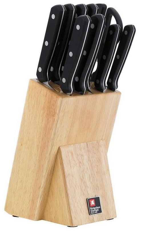 Preisvergleich Produktbild Richardson Sheffield Messerblock CUCINA (10tlg), platzsparender Bambusblock, Klinge: 3Cr14, inklusive 10 Messer schwarz